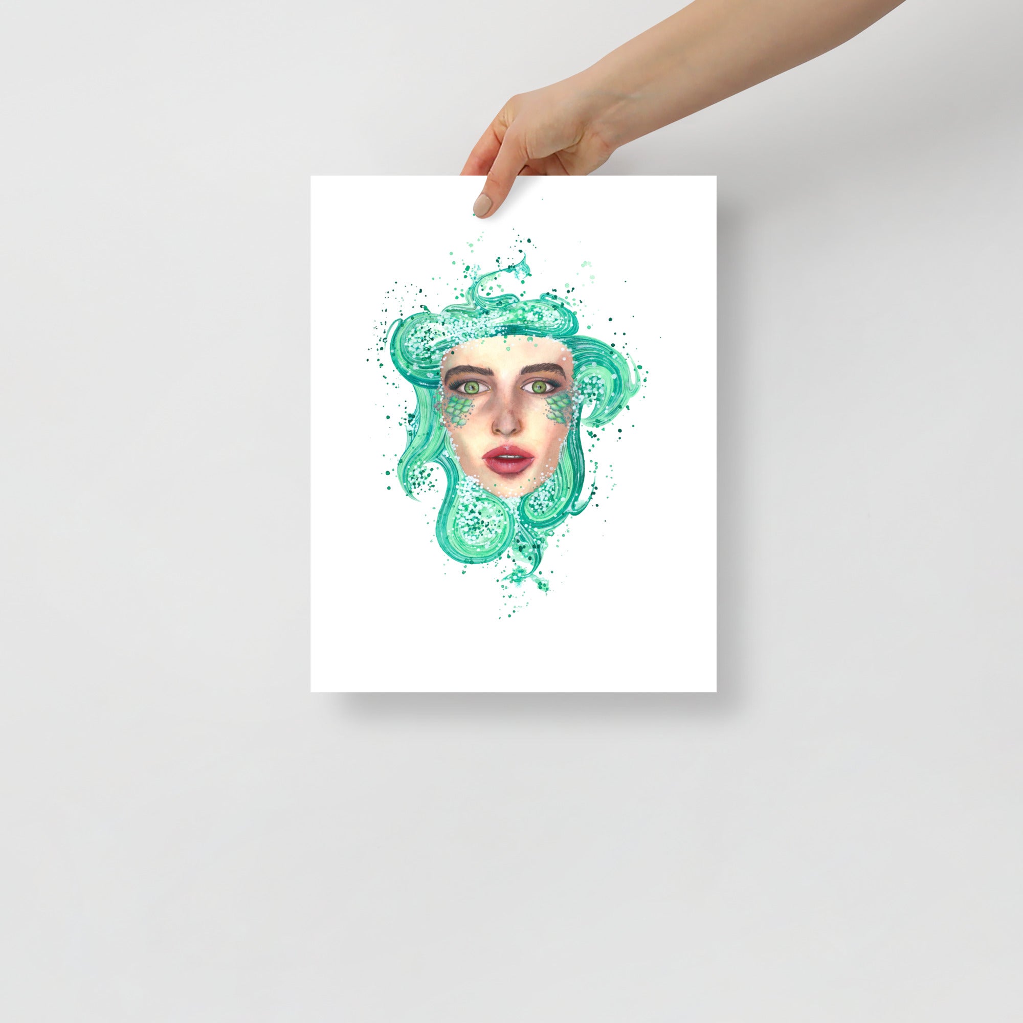 11x14 wall art print mockup of Mermaid by Paula Di Marco, a surreal ocean-inspired portrait that evokes emotional healing. Part of the Divine Feminine collection.