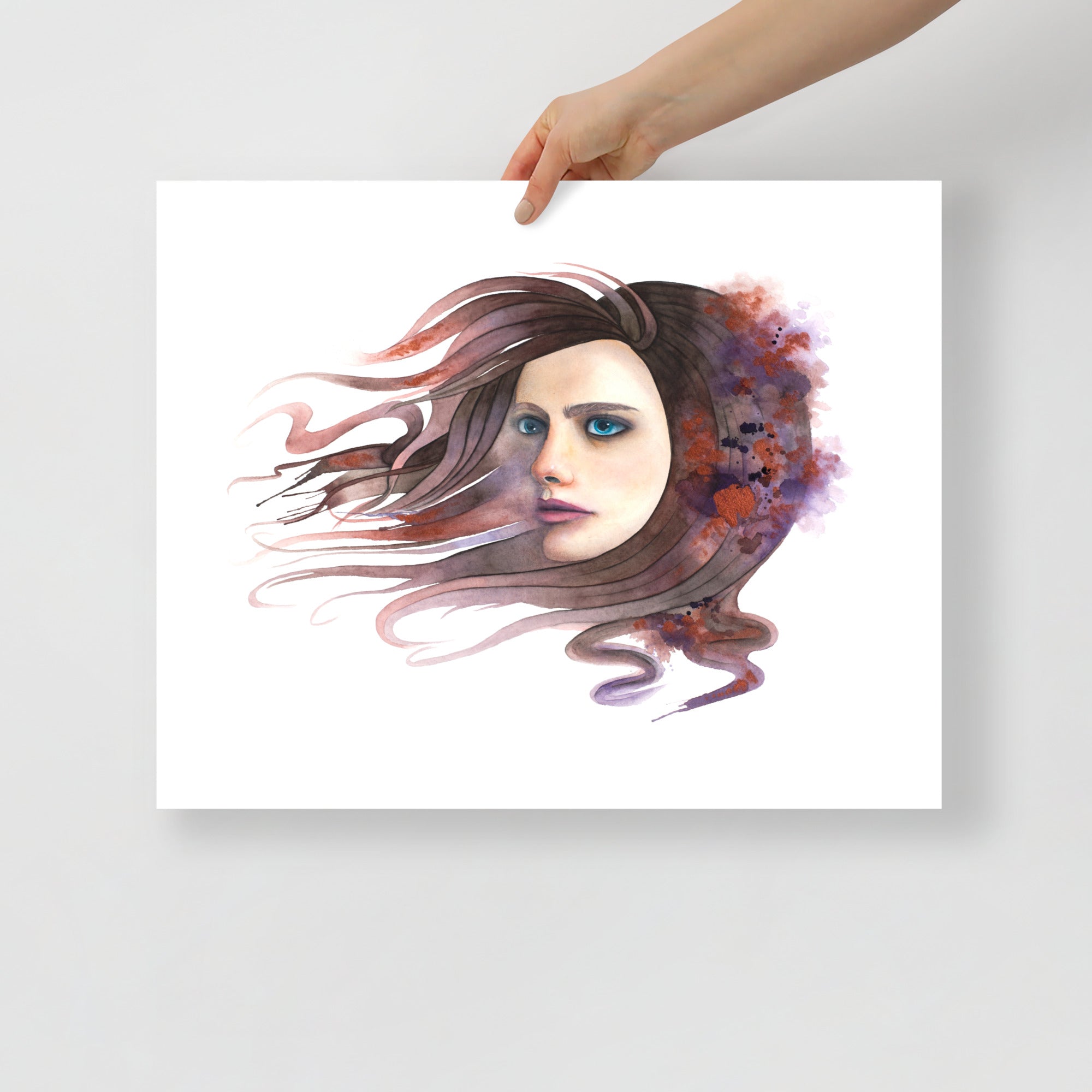 “Release” by Paula Di Marco displayed as a 16x20 surreal watercolor print – emotionally charged wall art from the Divine Feminine collection.