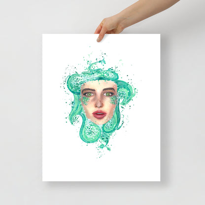 Mermaid by Paula Di Marco, a painting in the Divine collection, shown as a 16x20 surreal wall art print, blending oceanic fantasy with emotionally charged expression.